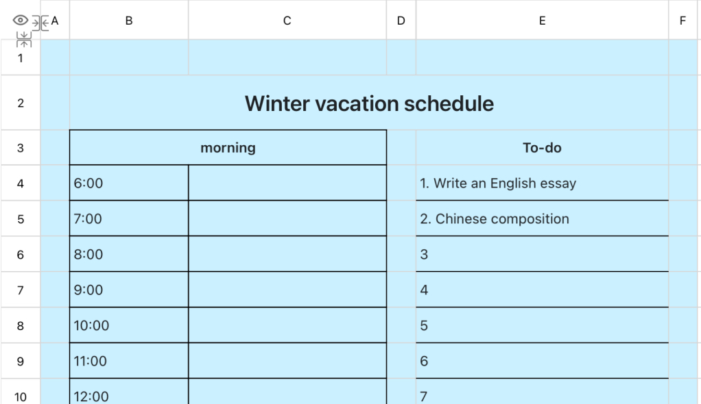 Winter vacation schedule 1